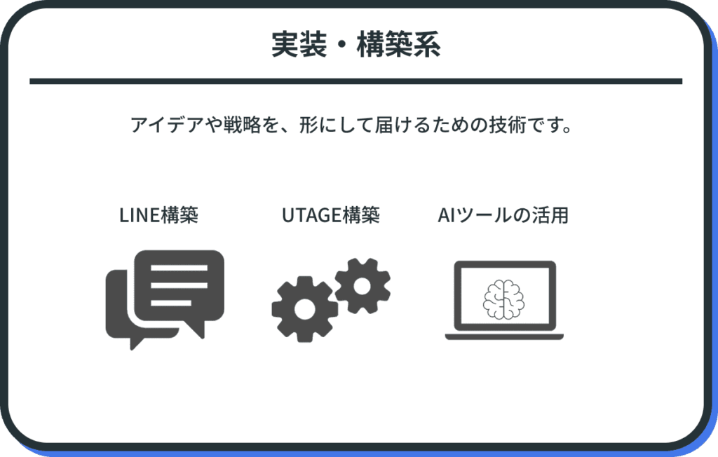 実装・構築系 アイデアや戦略を、形にして届けるための技術です。